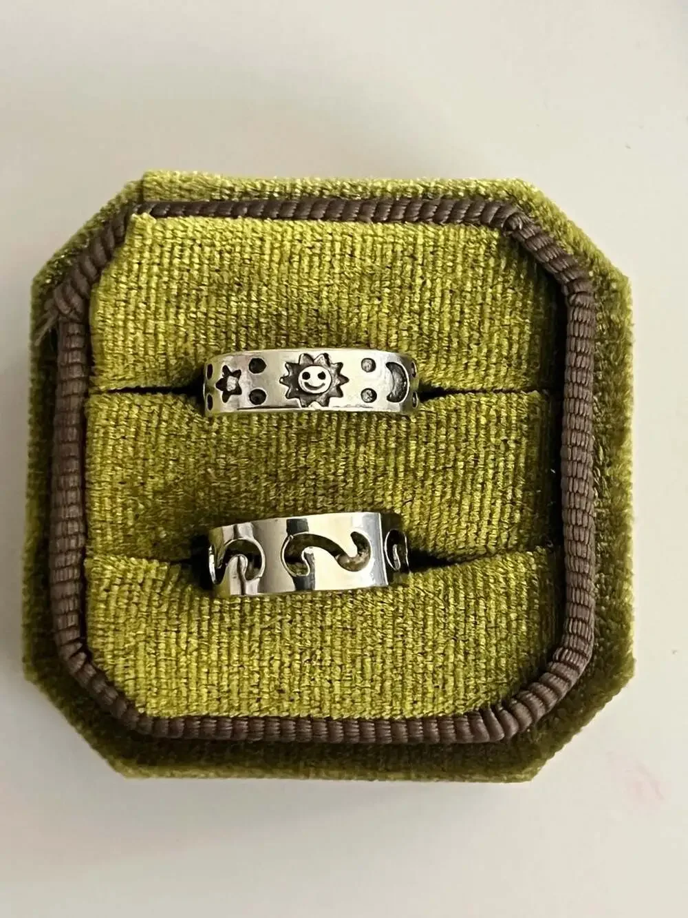 Sterling Silver Celestial Sun Moon Star and Cutout Wave Adjustable Toe Ring Set